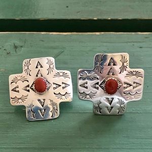 Southwestern Sterling Earrings with Red Jasper.